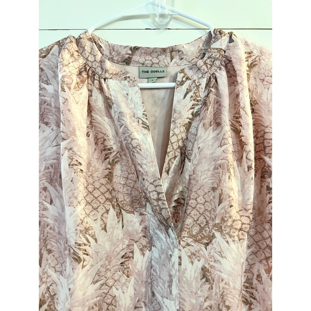 Anthropologie The Odells Pineapple Grove Silk Shift Dress Size S - Picture 4 of 7